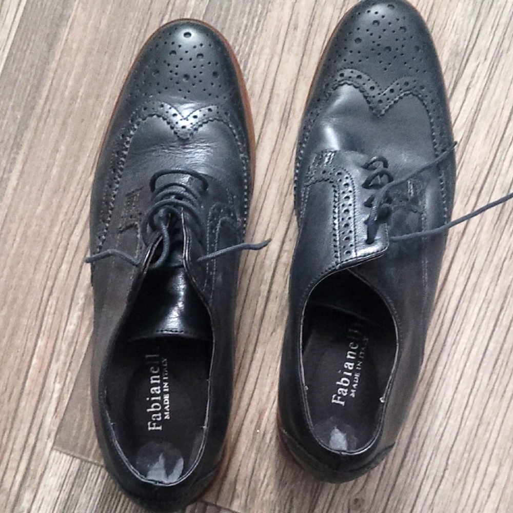 Black Leather Womens Shoes Fabianelli Vero Cuoio . Size 8  38